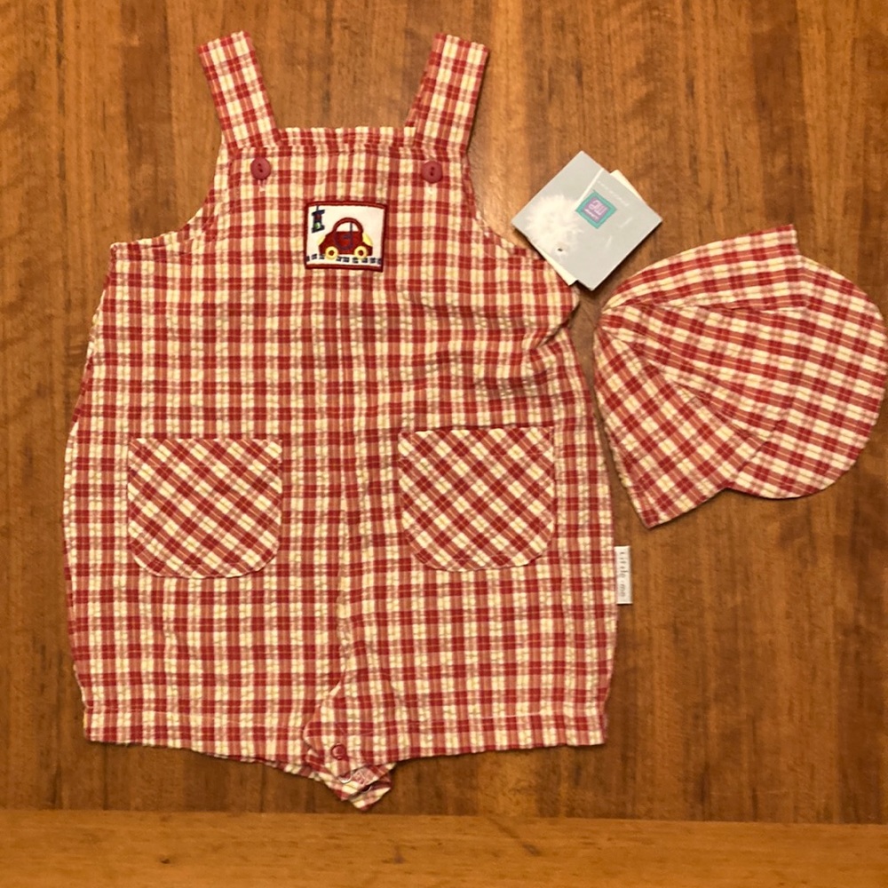 Little Me Baby Boy Romper with Cap 6M